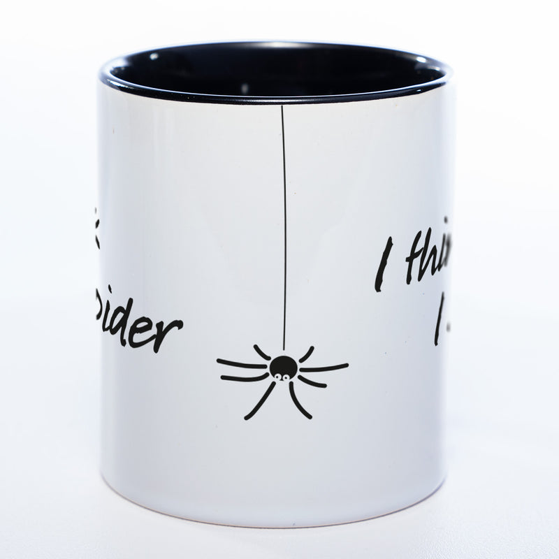 Denglisch-Tasse mit Spruch "I think I spider" - Lustige Kaffeetasse spülmaschinenfest