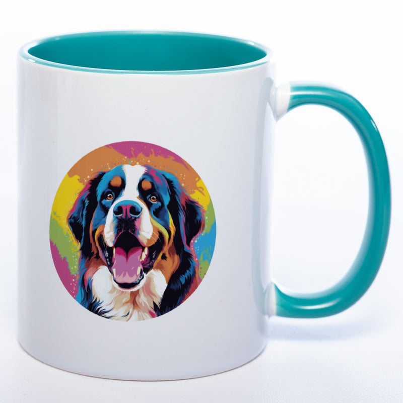 Mug Art Tasse mit Bernhardiner & wahlweise mit NAMEN - Kaffeetasse StickyWorld Exclusive