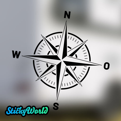 Windrose in schwarz für Camper, Wohnwagen und Wohnmobile. In vielen Farben erhältlich