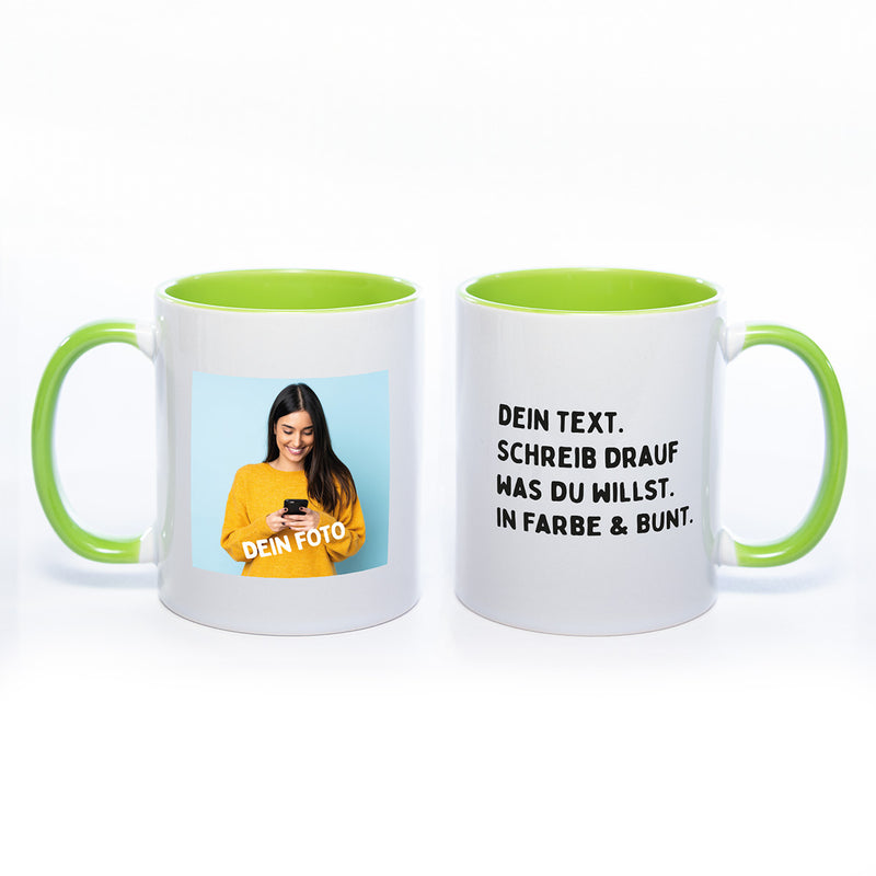 Personalisierte Fototasse – Gestalte Deine eigene Keramiktasse mit Foto und Text – Spülmaschinenfester Sublimationsdruck