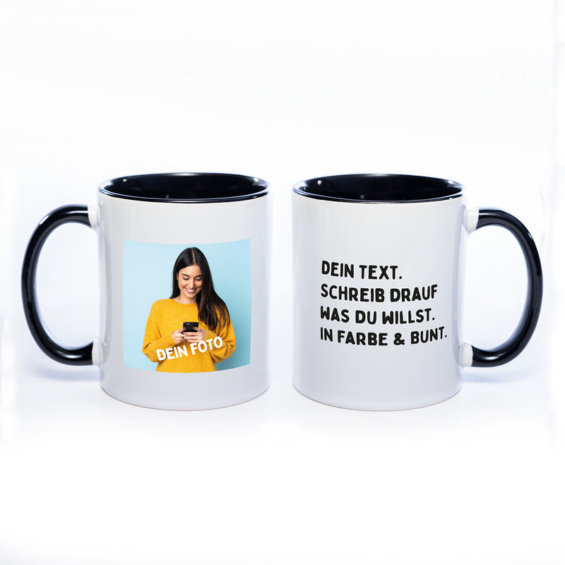 Personalisierte Fototasse – Gestalte Deine eigene Keramiktasse mit Foto und Text – Spülmaschinenfester Sublimationsdruck