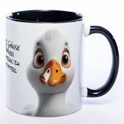 lustige Kaffeetasse mit Gänsekopf und Spruch 9 von 10 Gänse empfehlen Steak zu Weihnachten - schwarz