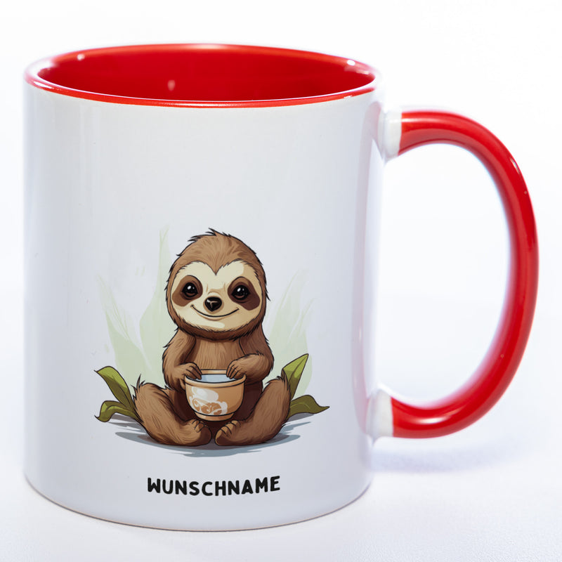 Motiv-Tasse  Yogafaultier 2 mit Wunschnamen - Teetasse StickyWorld Exclusive spülmaschinenfest
