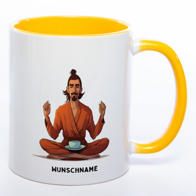 Motiv-Tasse  Yogamann  mit Wunschnamen - Teetasse StickyWorld Exclusive spülmaschinenfest