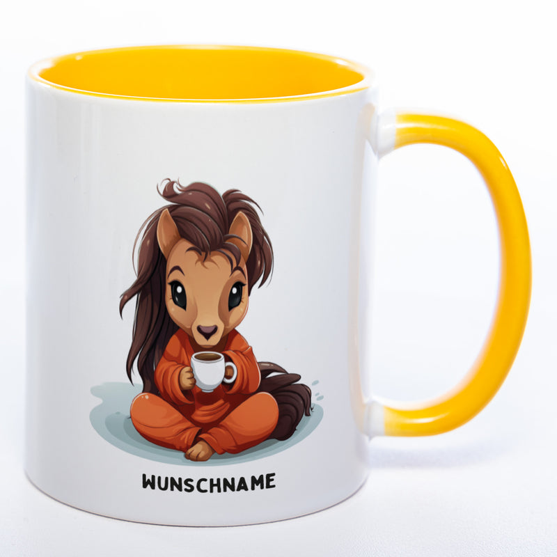 Motiv-Tasse  Yogapferd 2  mit Wunschnamen - Teetasse StickyWorld Exclusive spülmaschinenfest