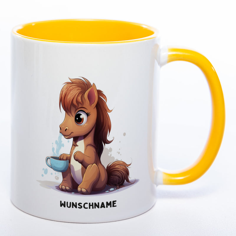 Motiv-Tasse  Yogapferd 3  mit Wunschnamen - Teetasse StickyWorld Exclusive spülmaschinenfest