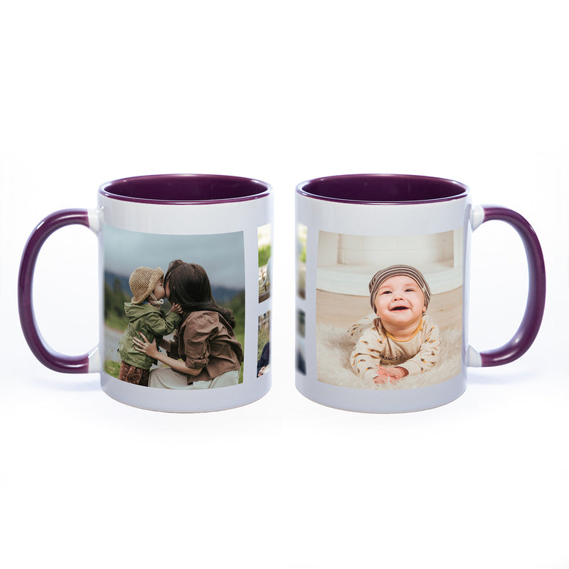 Tasse Innen und Henkel lila mit 4 Fotos