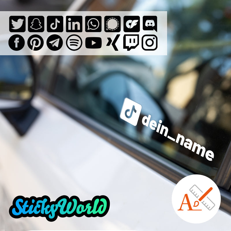Social Media Sticker mit Deinem Namen in Sonderfarben GLITZER, REFLEKTOR, HOLO, GOLD, SILBER, NEON, FARBWECHSEL, MILCHGLAS