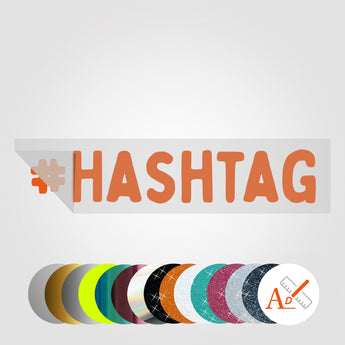 Hashtag Transfer-Sticker in SONDERFARBEN | Selbst gestalten bis 120cm Breite GLITZER, REFLEKTOR, HOLO, GOLD, SILBER, NEON, FARBWECHSEL, MILCHGLAS