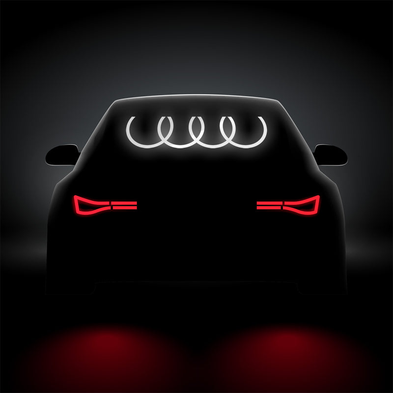 Audi Ringe, angeschnitten | Heckscheibe