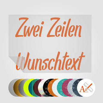 2 Zeilen Wunschtext Transfer-Sticker  in SONDERFARBEN  | Selbst gestalten bis 120cm Breite