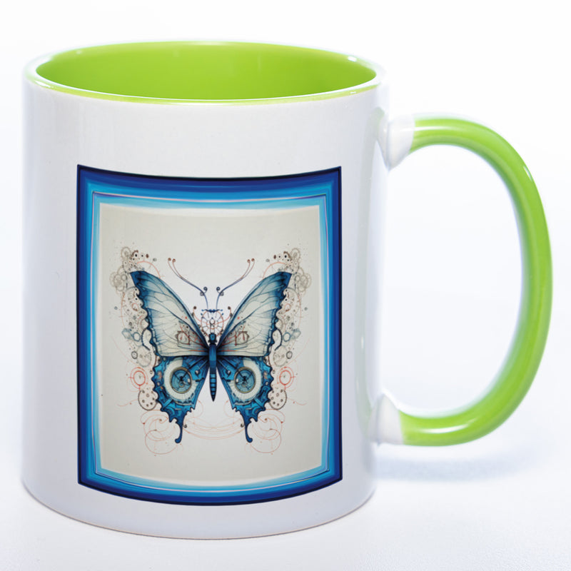 Tasse mit kunstvollem Schmetterling 4 - Kaffeetasse spülmaschinenfest