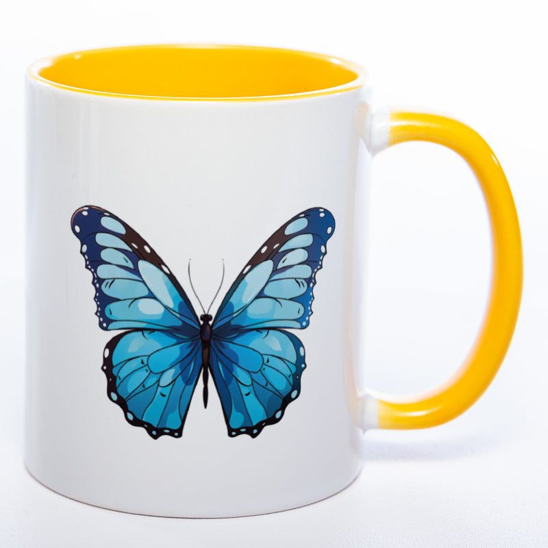 Spülmaschinenfeste Tasse mit blauem Schmetterling - Kaffeetasse