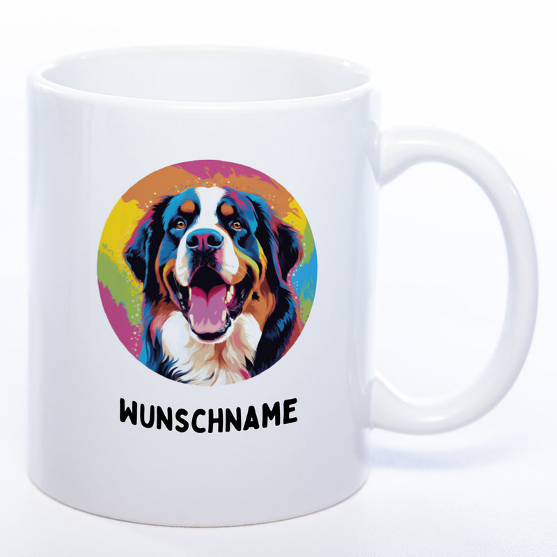 Mug Art Tasse mit Bernhardiner & wahlweise mit NAMEN - Kaffeetasse StickyWorld Exclusive