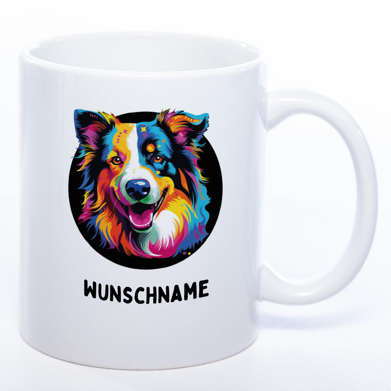 Mug Art Tasse mit Border Collie Motiv  3 & wahlweise mit NAMEN - Kaffeetasse StickyWorld Exclusive
