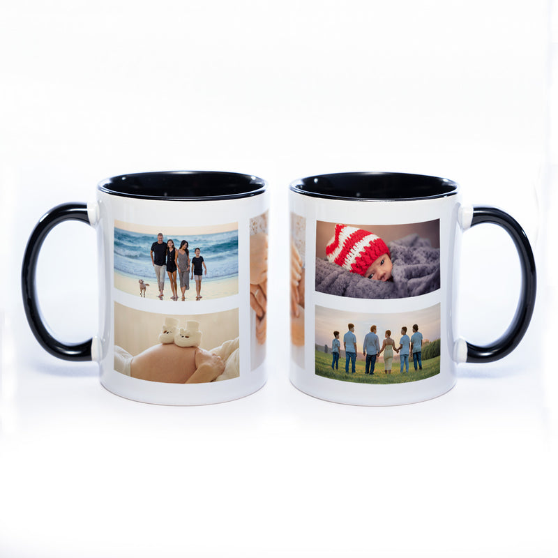 Tasse Innen und Henkel schwarz mit 5 Fotos