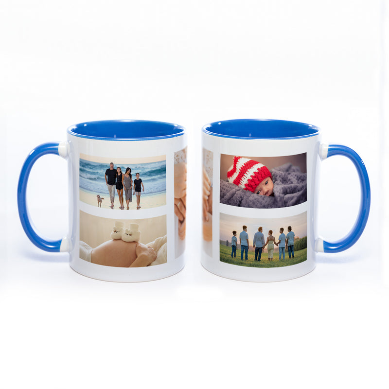 Tasse Innen und Henkel blau mit 5 Fotos