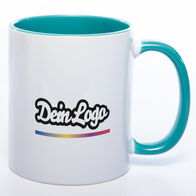Spülmaschinenfeste Tasse mit Firmenlogo (beidseitig) | Jetzt selbst gestalten!