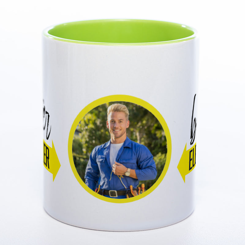Spülmaschinenfeste Tasse "Bester Elektriker" mit Foto (HD Druck) | Jetzt selbst gestalten!