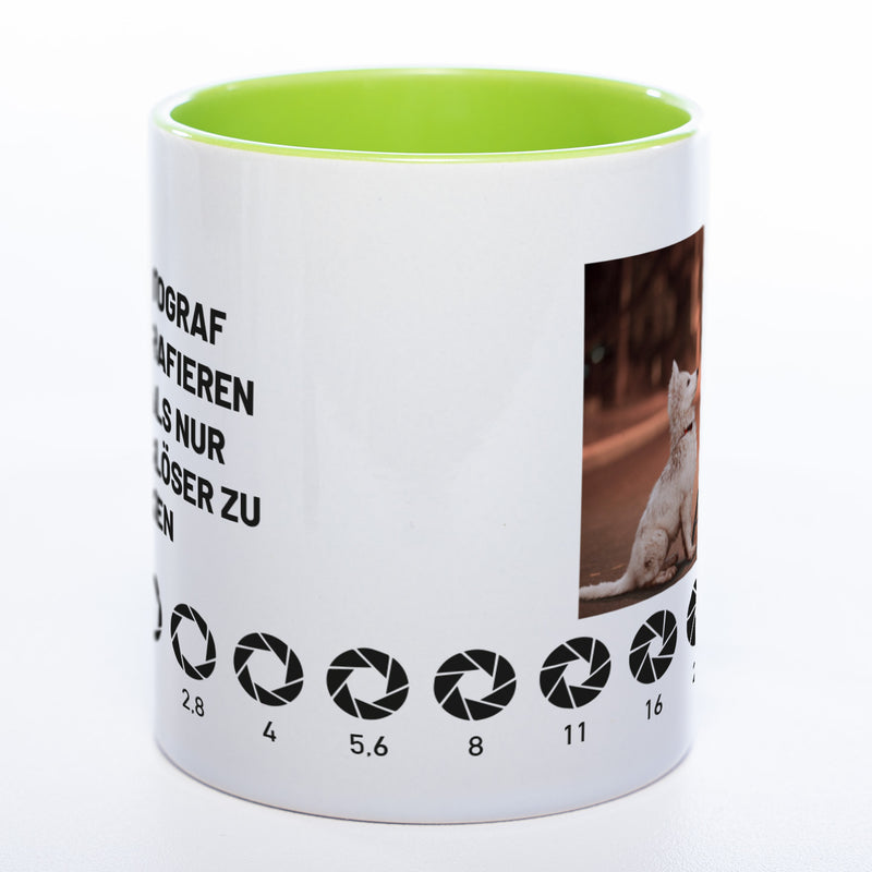 Spülmaschinenfeste Tasse "Fotograf" mit Foto (HD Druck) | Jetzt selbst gestalten!