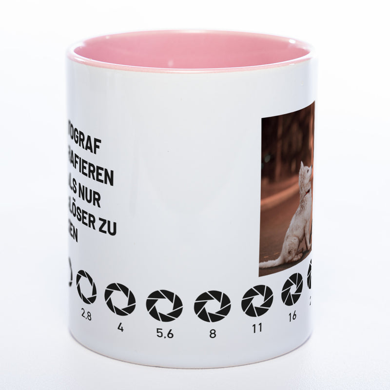 Spülmaschinenfeste Tasse "Fotograf" mit Foto (HD Druck) | Jetzt selbst gestalten!