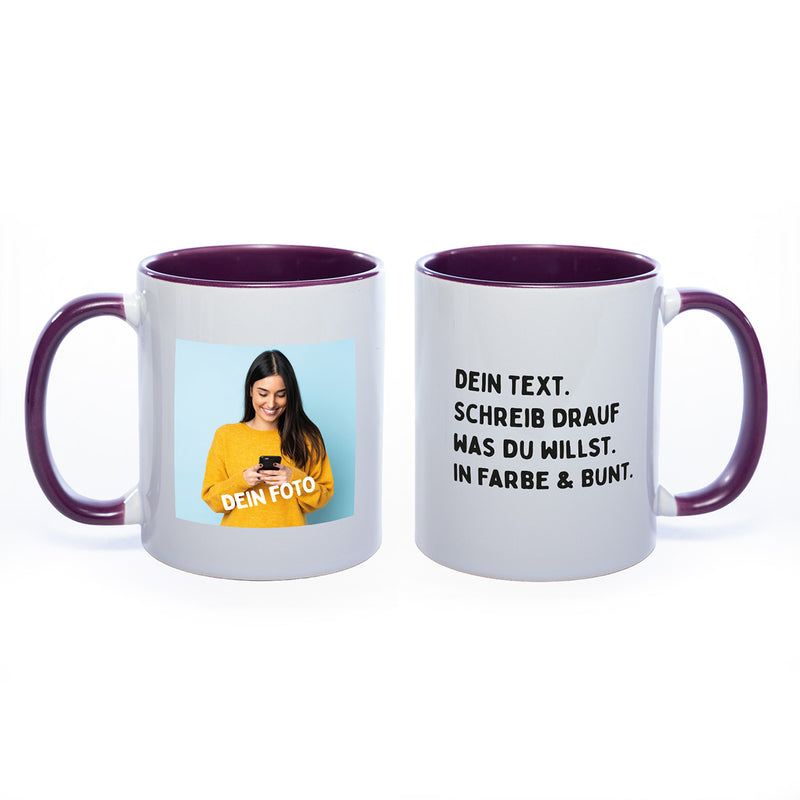 Personalisierte Fototasse – Gestalte Deine eigene Keramiktasse mit Foto und Text – Spülmaschinenfester Sublimationsdruck