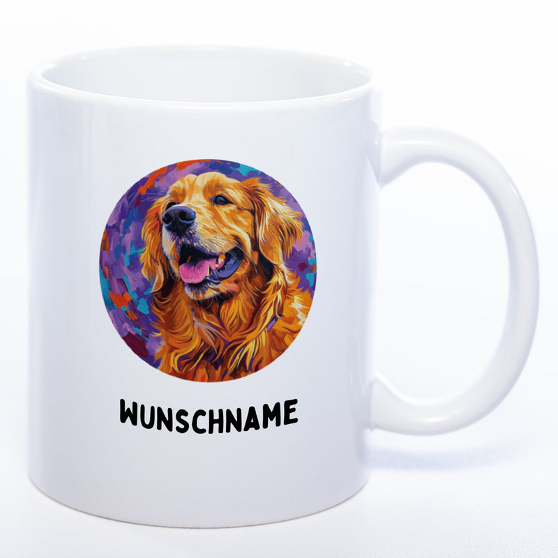 Mug Art Tasse mit Golden Retriever Motiv 3 & wahlweise mit NAME - Kaffeetasse StickyWorld Exclusive