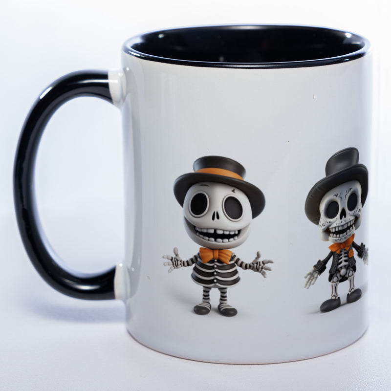 Tasse mit süßen Skelettons - exclusive Kaffeetasse - spülmaschinenfest