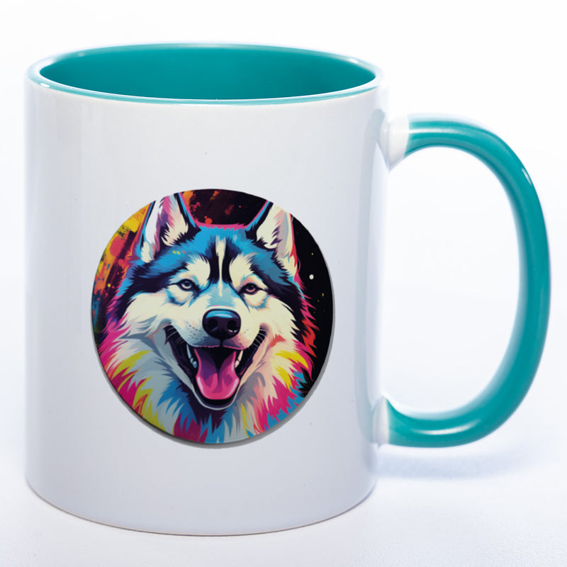 Mug Art Tasse mit Husky Motiv 2 wahlweise mit NAME - Kaffeetasse StickyWorld Exclusive
