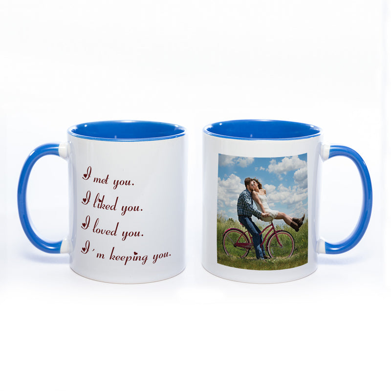Liebes-Tasse "I met you" mit Foto (HD Druck) spülmaschinenfest