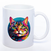 weiße Tasse mit Katze