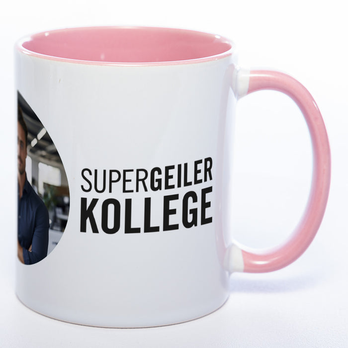Spülmaschinenfeste Tasse "Supergeiler Kollege" mit Foto (HD Druck) | Jetzt selbst gestalten!