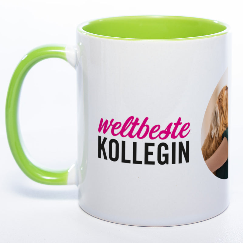 Spülmaschinenfeste Tasse "Weltbeste Kollegin" mit Foto (HD Druck) | Jetzt selbst gestalten!