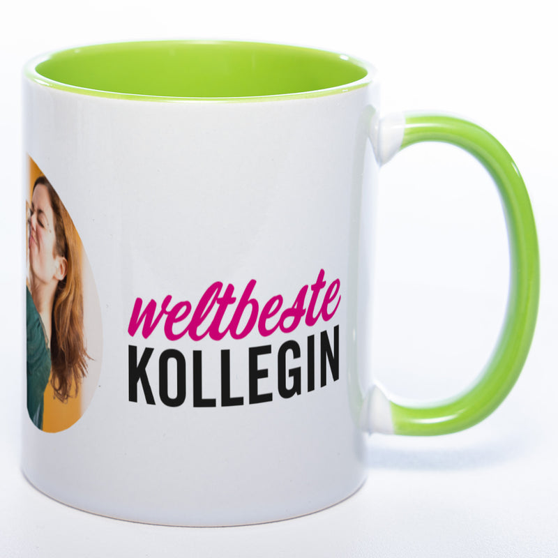 Spülmaschinenfeste Tasse "Weltbeste Kollegin" mit Foto (HD Druck) | Jetzt selbst gestalten!