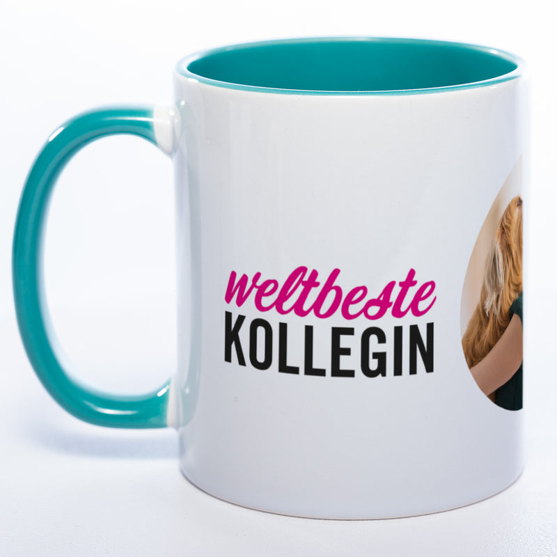 Spülmaschinenfeste Tasse "Weltbeste Kollegin" mit Foto (HD Druck) | Jetzt selbst gestalten!