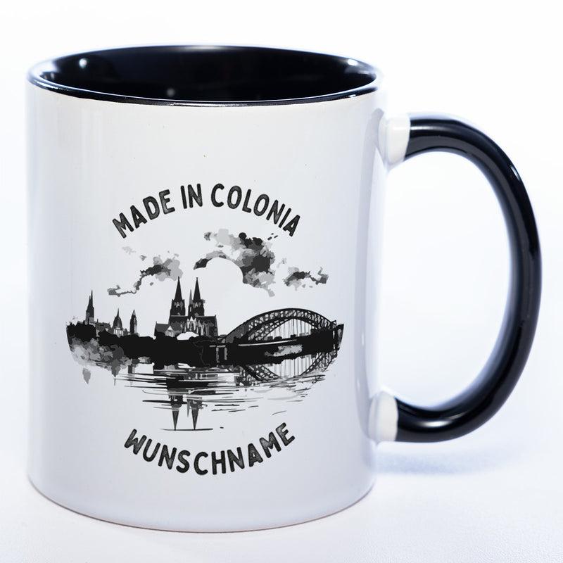Tasse mit Köln Motiv und Spruch "Made in Colonia" - mit Wunschname - spülmaschinenfest