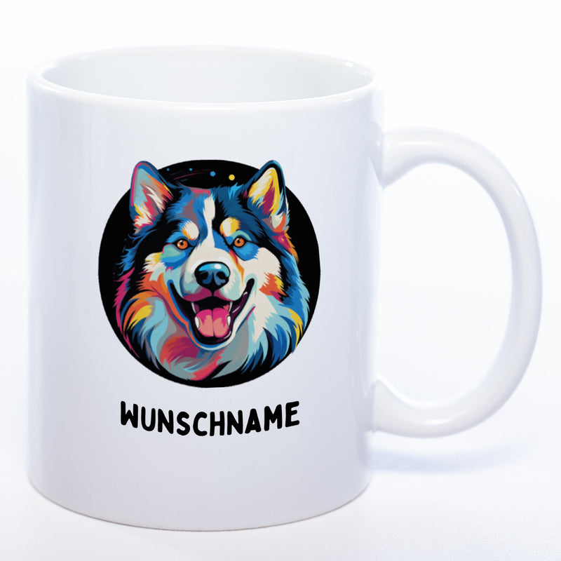 Mug Art Tasse mit Malamute wahlweise mit NAME - Kaffeetasse StickyWorld Exclusive