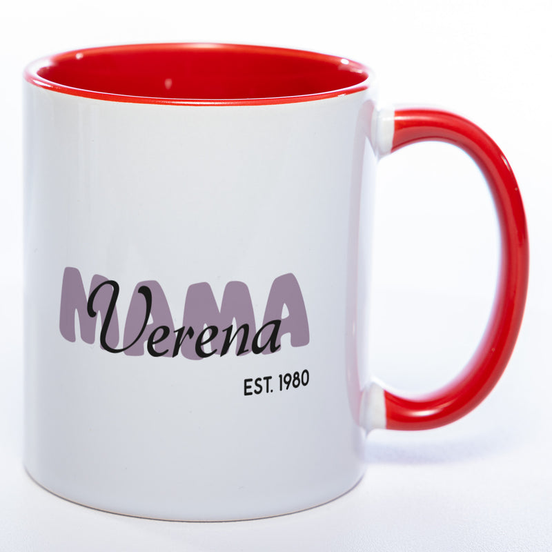 Tasse "MAMA" mit Namen und Geburtsjahr - Tolle Geschenkidee zu Muttertag spülmaschinenfest