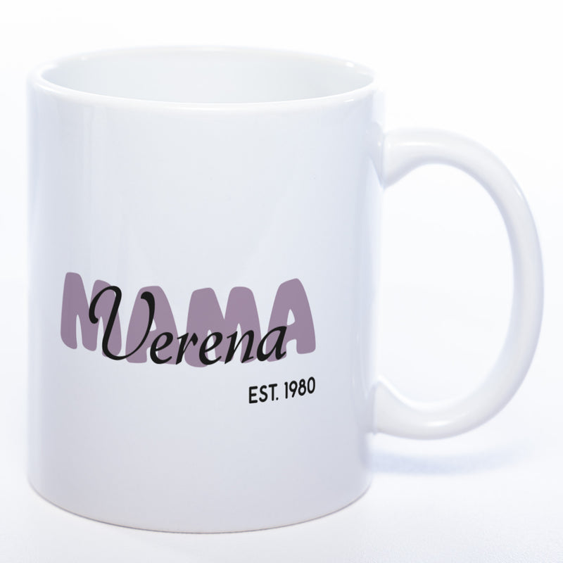 Tasse "MAMA" mit Namen und Geburtsjahr - Tolle Geschenkidee zu Muttertag spülmaschinenfest
