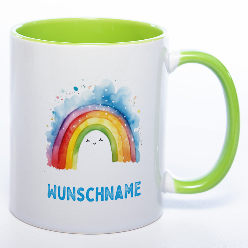Mug Art Tasse Regenbogen Motiv 2 mit Wunschname  - Kaffeetasse StickyWorld Exclusive