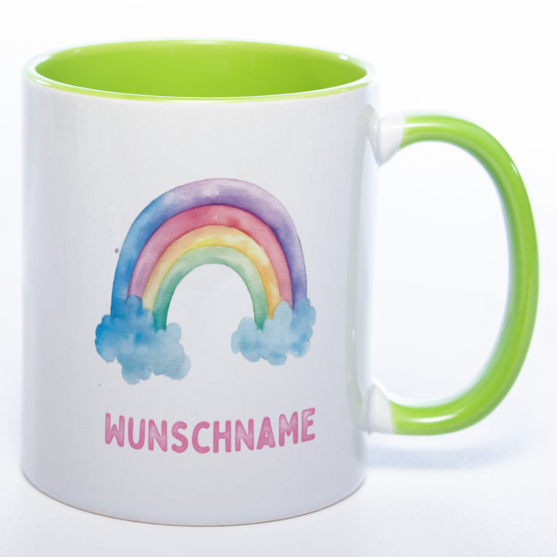 Mug Art Tasse Regenbogen Motiv 3 mit Wunschname  - Kaffeetasse StickyWorld Exclusive