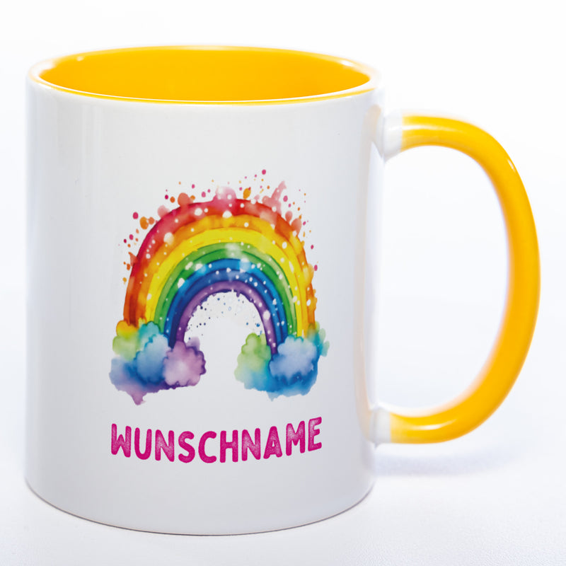 Mug Art Tasse Regenbogen Motiv 4 mit Wunschname  - Kaffeetasse StickyWorld Exclusive