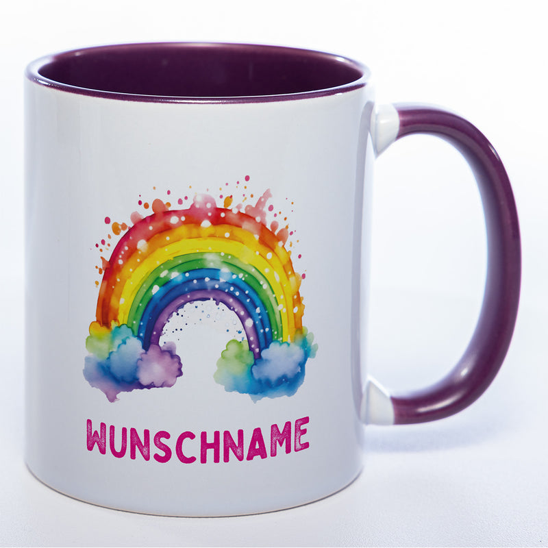 Mug Art Tasse Regenbogen Motiv 4 mit Wunschname  - Kaffeetasse StickyWorld Exclusive