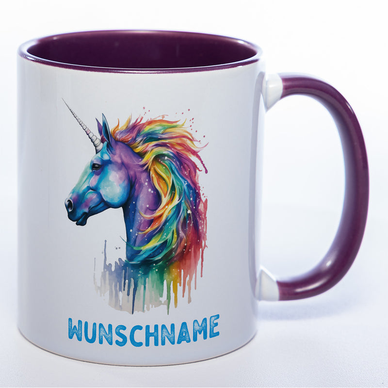 Mug Art Tasse Einhorn mit Wunschname - Kaffeetasse StickyWorld Exclusive