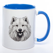 Hundetasse Samoyede 1 mit Wunschname in blau