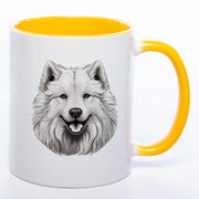 Hundetasse Samoyede 1 mit Wunschname in gelb