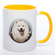 Hundetasse Samoyede mit Wunschname gelb