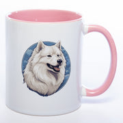 Hundetasse Samoyede mit Wunschname in rosa