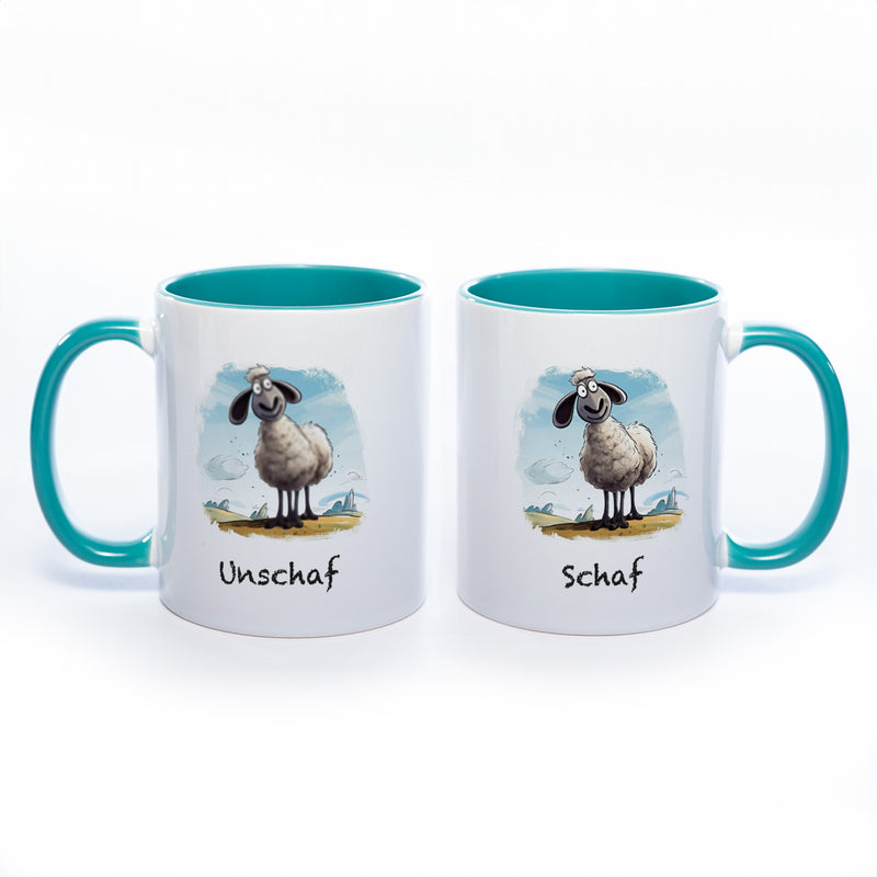 Lustige Motiv - Tasse Schaf Unschaf  - spülmaschinenfest