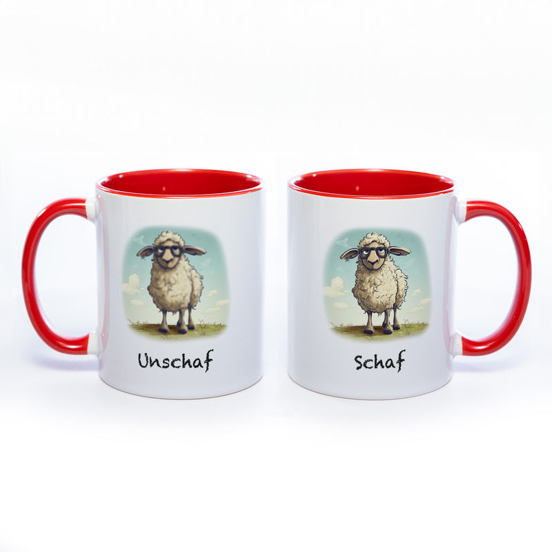 Lustige Motiv - Tasse Schaf Unschaf  - spülmaschinenfest